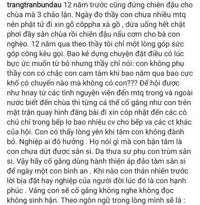 Trang Trần thừa nhận trùm sân si, cố gắng hành thiện tích phước-3