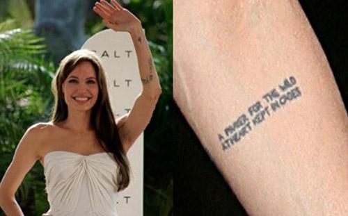 All the meanings of nearly 20 tattoos on Angelina Jolie's body-19