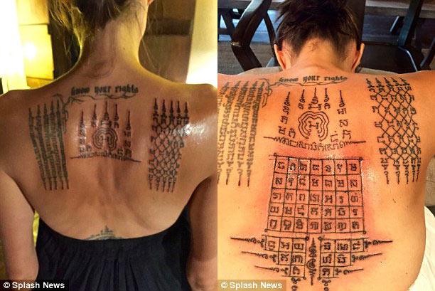 All the meanings of nearly 20 tattoos on Angelina Jolie's body-12