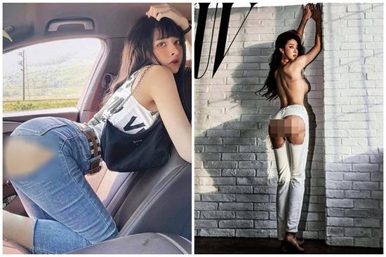 Gái xinh diện mốt quần jeans rách toạc 'bàn tọa' gây phản cảm