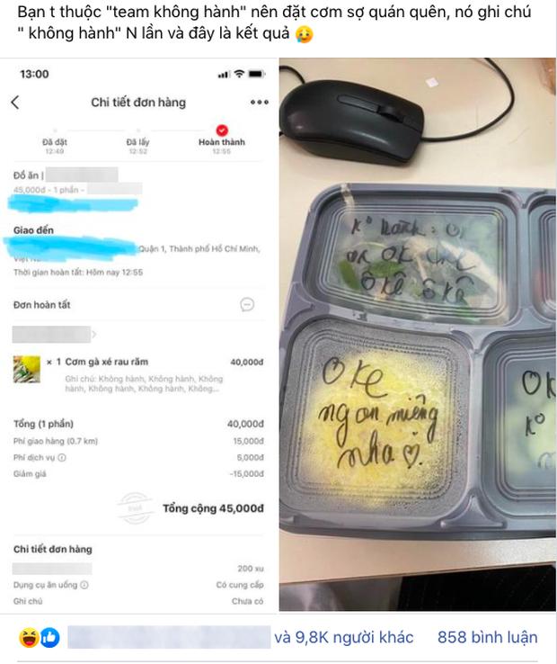 Team không hành đặt cơm online ghi chú chục lần, chủ quán đáp trả thấy ghê-1
