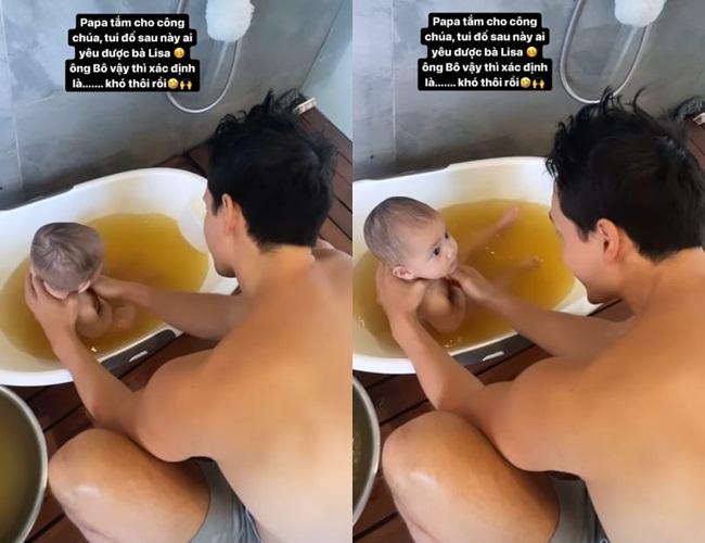 Kim Lý tắm cho con gái, Hồ Ngọc Hà: Đố ai sau này yêu được bà Lisa-1