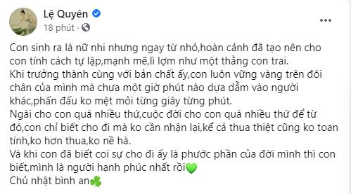 Chia sẻ gây chú ý của Lệ Quyên giữa ồn ào ám chỉ chồng cũ ngoại tình