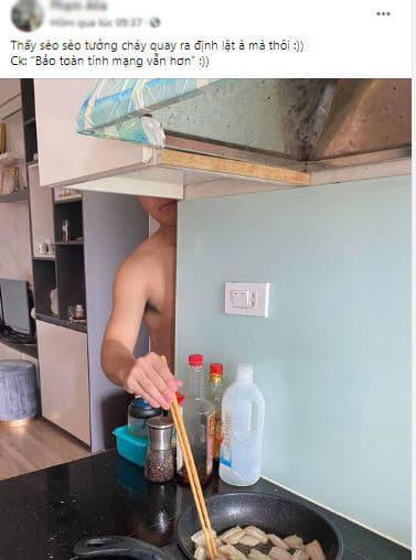 Vợ đăng ảnh chồng rang thịt theo phong cách bảo toàn tính mạng-2