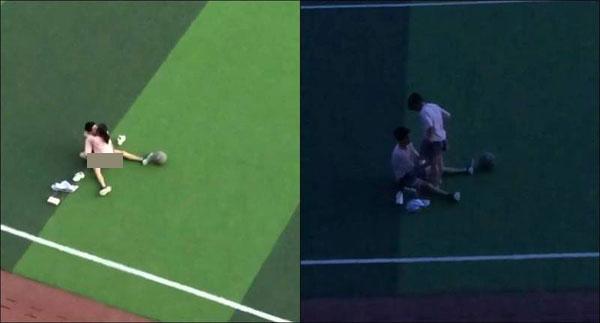 Cặp học sinh ngang nhiên diễn cảnh nóng trên sân tập thể dục-1