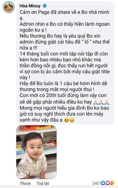 Hòa Minzy phản ứng mạnh khi quý tử được tung hô thần đồng-3