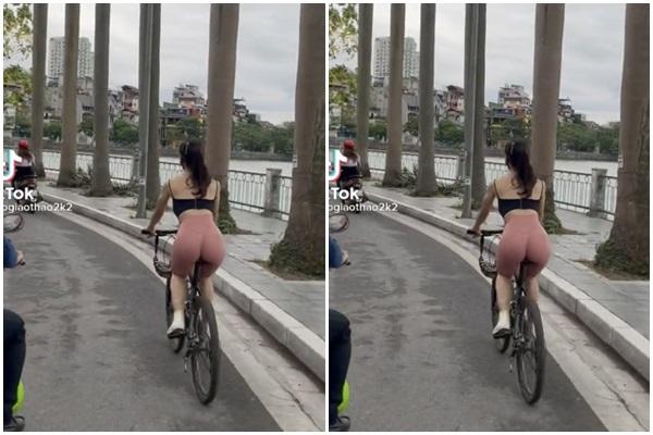 Diện quần bó chít phô vòng 3 ở Hồ Tây, cô giáo 9X bị ném đá dữ dội-1