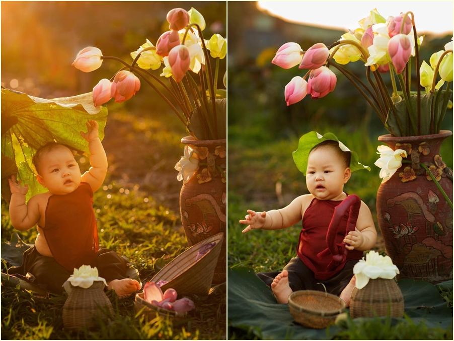 Khóc ngất bên hoa sen, công chúa 9 tháng tuổi biểu cảm ôi quá hài-7