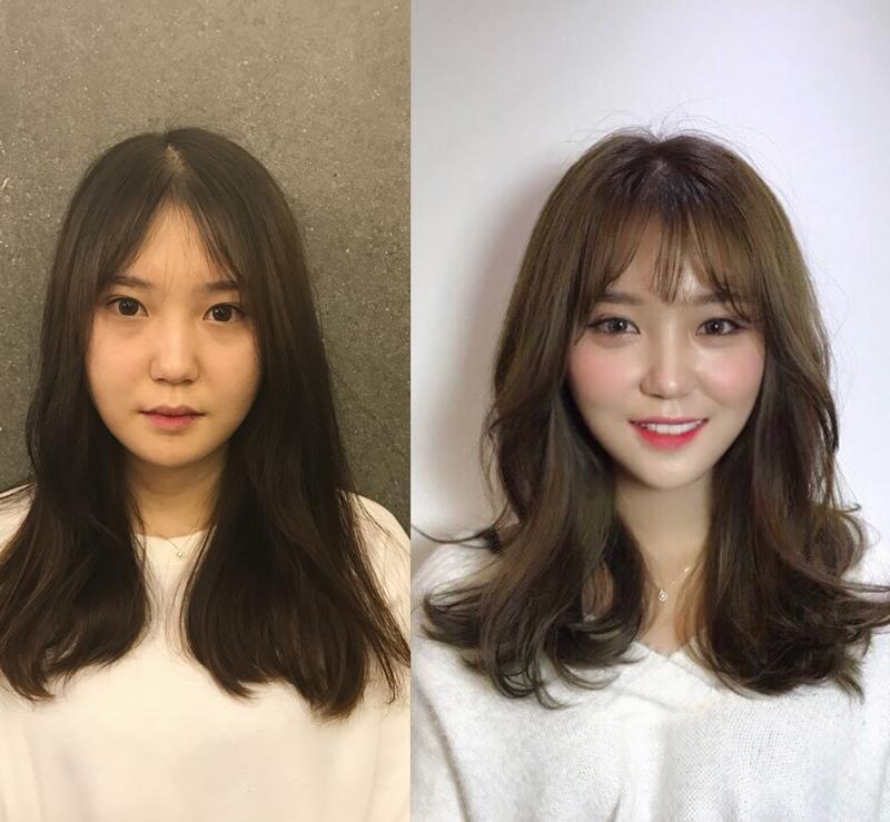 Sự khác biệt của việc có và không có tóc mái.