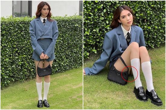 Ngọc Trinh mặc váy nữ sinh ngắn đến độ 'lộ hàng' kém sang