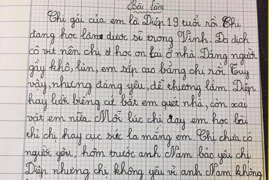 Cười muốn sảng văn em trai tả chị gái 'cục súc, đã gầy lại lùn'