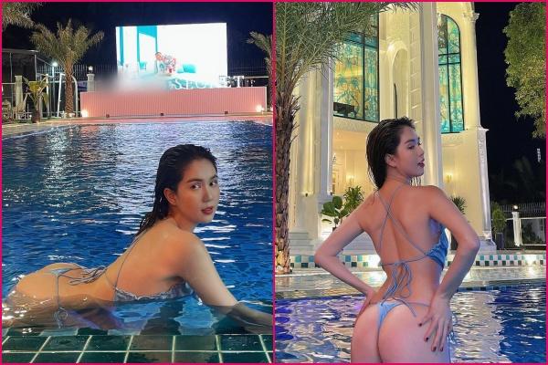 Ngọc Trinh cố tình cởi dây bikini như muốn thoát y ở bể bơi-11