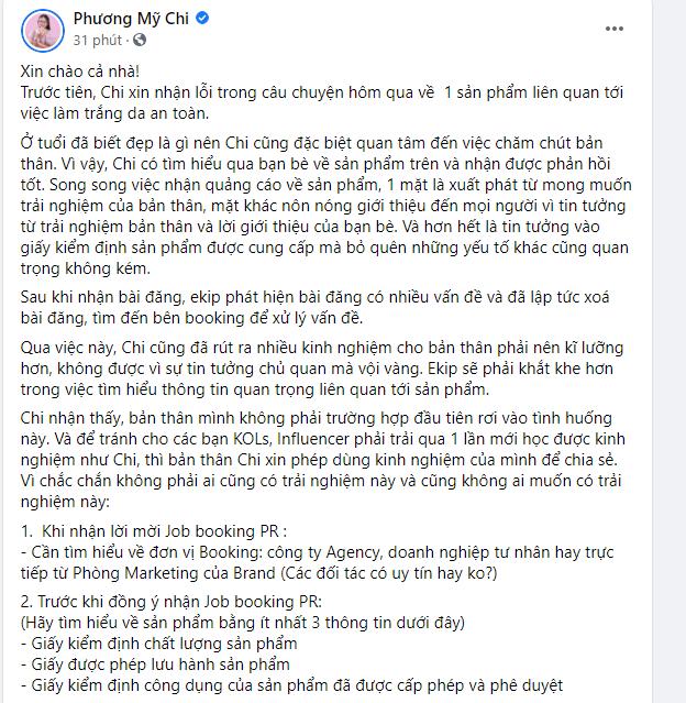 Phương Mỹ Chi hối lỗi sau bài đăng PR kẹo ngậm trắng da-5