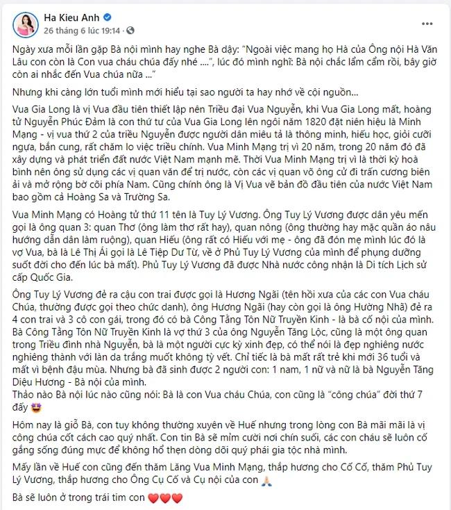 Hà Kiều Anh tự xưng công chúa đời thứ 7, hậu duệ nhà Nguyễn phản bác-1