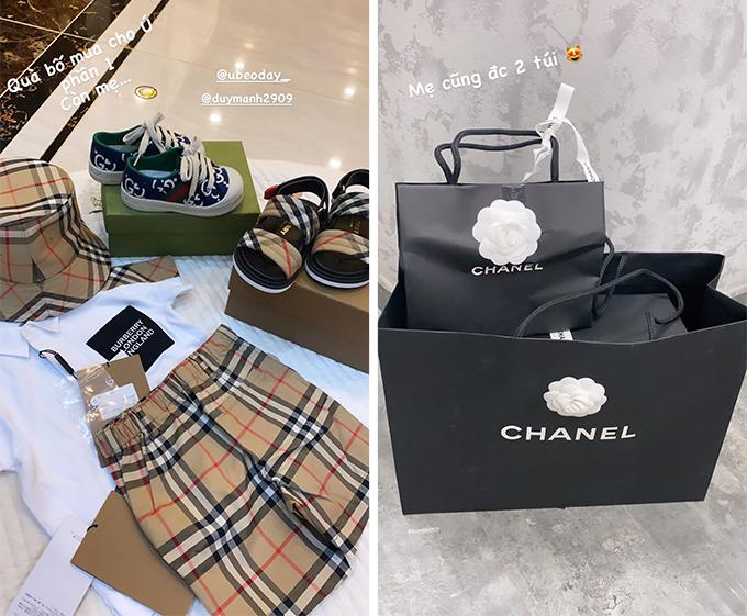 Duy Mạnh tặng vợ con túi to, túi nhỏ đồ hiệu-2