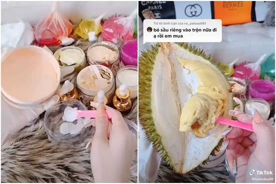 Ngã ngửa màn pha kem trộn mix cả sầu riêng, trộn kem như làm bánh gato