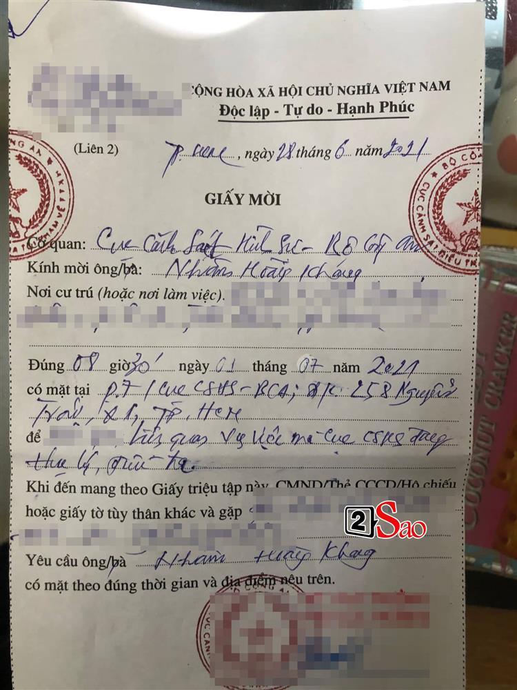 Vì sao Nhâm Hoàng Khang bị mời lên làm việc?-1