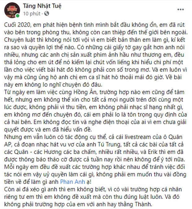 Tăng Nhật Tuệ lên tiếng khi bị quản lý Erik tố lừa bản quyền, nhắc đến Quân A.P-1