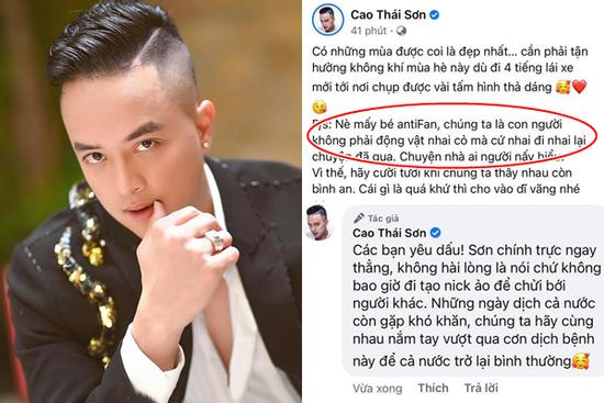 Cao Thái Sơn gọi antifan là 'động vật', phủ nhận lập nick ảo cạnh khóe ai kia