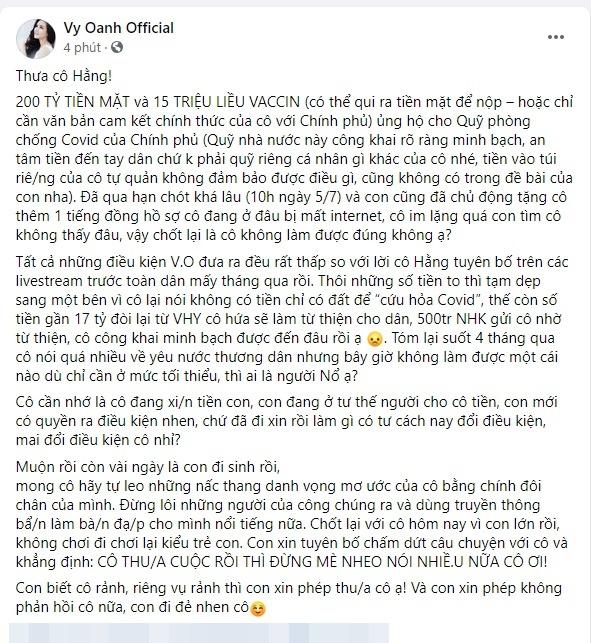 Vy Oanh tuyên bà Phương Hằng thua cuộc, mỉa mai đừng mè nheo-3