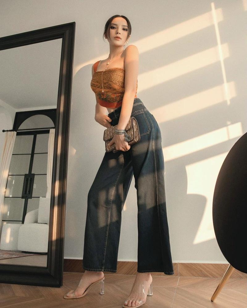 Lệ Quyên hằn rõ miếng dán ngực - Miu Lê ngầu như nữ tổng tài-7