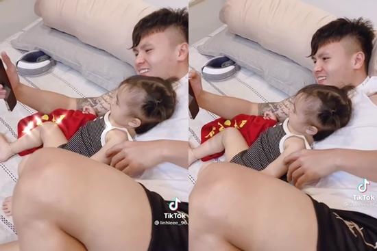Clip: Quang Hải trông cháu cực đảm, sau này làm bố khéo lắm đây