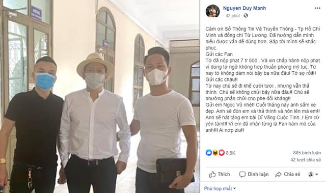 Miệng thì nói là thợ hát nhưng Duy Mạnh vẫn để danh ca sĩ trên mạng xã hội-2