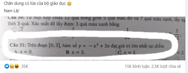 Câu hỏi Toán được bàn tán nhiều nhất kỳ thi THPT Quốc gia-1