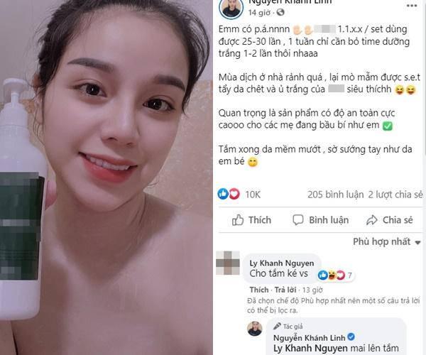 Khánh Linh cởi đồ quảng cáo mỹ phẩm tắm trắng, Tiến Dũng thả comment ủng hộ-1