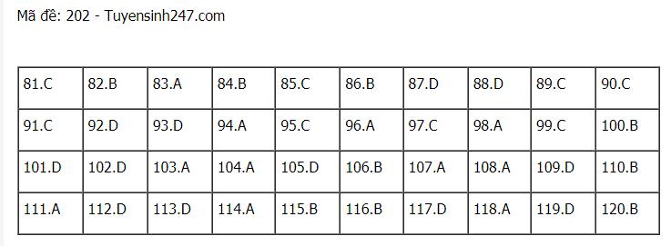 Đáp án chuẩn các môn Khoa Học Tự Nhiên kỳ thi THPT Quốc gia 2021-41