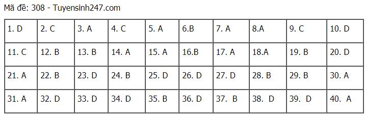 Đáp án chuẩn các môn Khoa Học Xã Hội kỳ thi THPT Quốc gia 2021-8