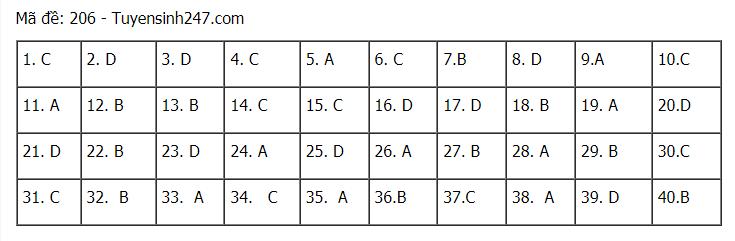 Đáp án chuẩn các môn Khoa Học Tự Nhiên kỳ thi THPT Quốc gia 2021-6