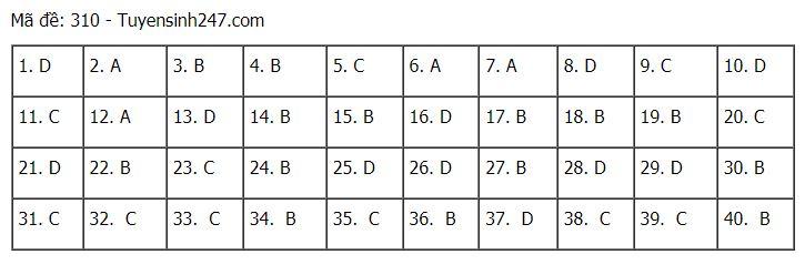 Đáp án chuẩn các môn Khoa Học Xã Hội kỳ thi THPT Quốc gia 2021-10