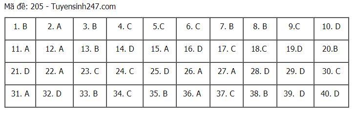 Đáp án chuẩn các môn Khoa Học Tự Nhiên kỳ thi THPT Quốc gia 2021-5