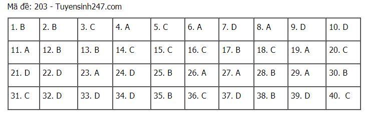 Đáp án chuẩn các môn Khoa Học Tự Nhiên kỳ thi THPT Quốc gia 2021-3