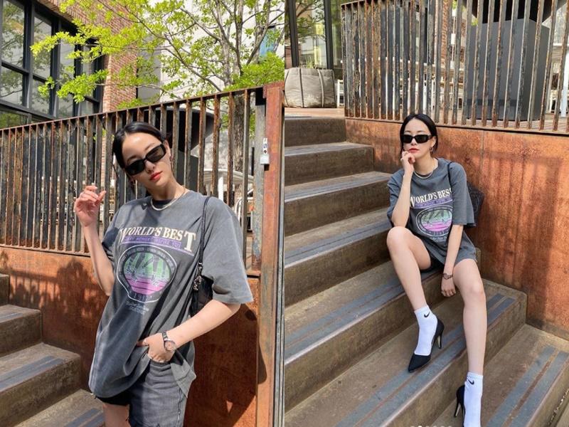 1.001 cách mix&match áo phông siêu trend của mỹ nhân Hàn-1