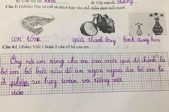 Nhóc lớp 2 làm văn tả bố, mẹ đọc xong muốn 'sang chấn tâm lý'