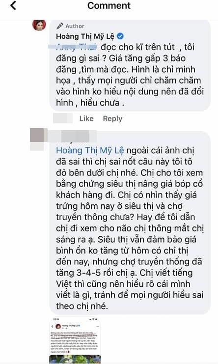 Hạnh Thúy bóng gió Mỹ Lệ sai khi bàn giá cả thực phẩm mùa dịch