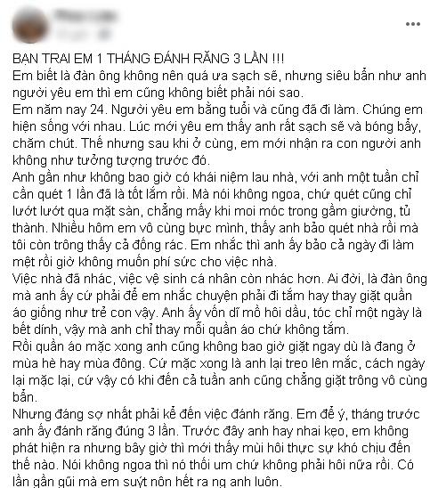 Bạn trai ở bẩn, 1 tháng chỉ đánh răng 3 lần, lúc hôn muốn ói-1