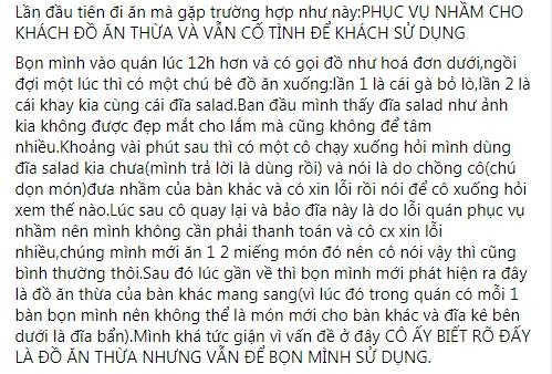 Nhà hàng mang thức ăn thừa cho khách, bị phản ánh còn mắng thượng đế xơi xơi-1