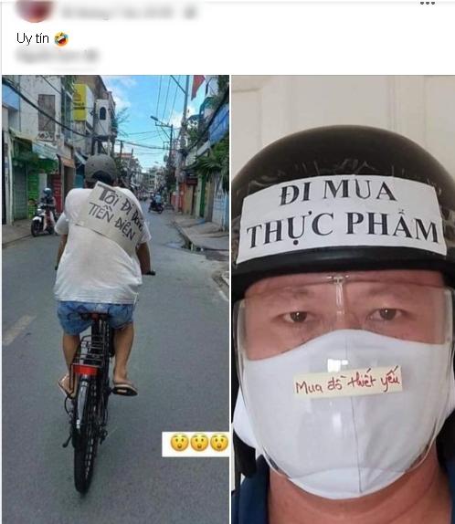 Sợ ra đường bị phạt, người dân dán luôn lý do lên mặt cho chắc cốp-1