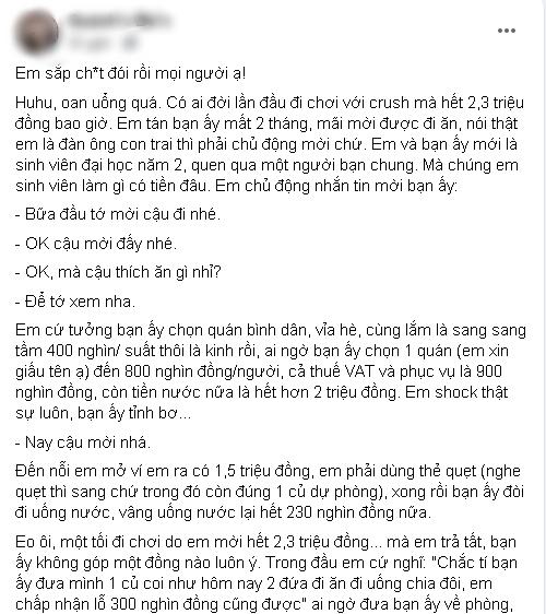 Thanh niên hẹn hò buổi đầu hết hơn 2 củ, crush lờ luôn chuyện chia tiền-1