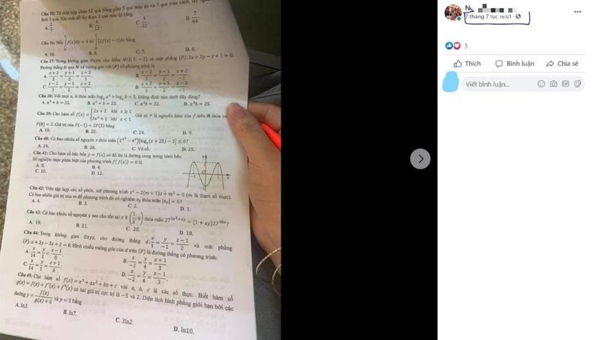 Thêm 1 vụ đề thi Toán tốt nghiệp THPT bị nghi chụp lén ra ngoài-1