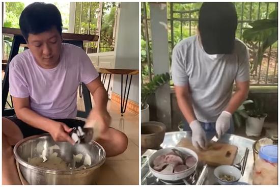 Hình ảnh làm đầu bếp 'điêu luyện' hiếm thấy của Trường Giang