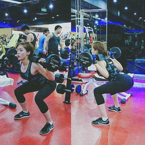 Lệ Quyên nâng tạ bằng chỗ hiểm khiến người xem toát mồ hôi-6