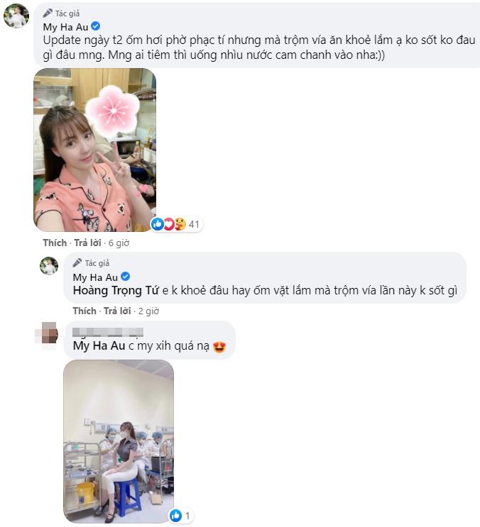 Âu Hà My tiết lộ sức khỏe sau tiêm vaccine, có người đặc biệt chăm sóc-2