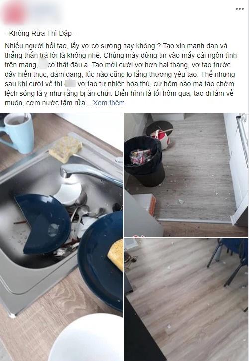 Vợ lên cơn điên đập hết bát đĩa chỉ vì 1 lần chồng quên không rửa-1