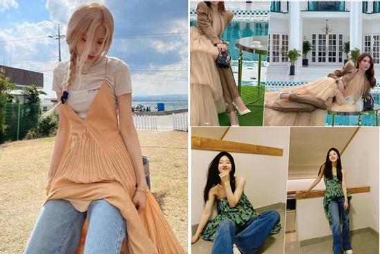 Mix quần jeans với váy dài lạc quẻ: Jessica vẫn đỉnh cao - Ngọc Trinh chán hẳn