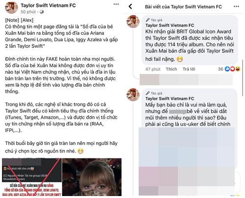 Fan Taylor Swift lên tiếng Xuân Mai bán đĩa hơn Taylor Swift là tin fake