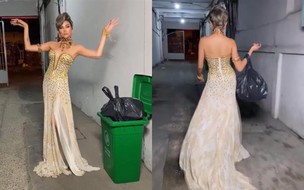 Phương Mỹ Chi đi đổ rác cũng diện áo dài, đội mấn, phụ kiện đầy đủ!-3